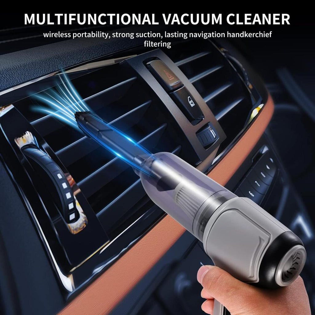 Aspiradora de Mano Inalámbrica 4 en 1 con Sopladora y Compresor, USB, para Hogar y Coche