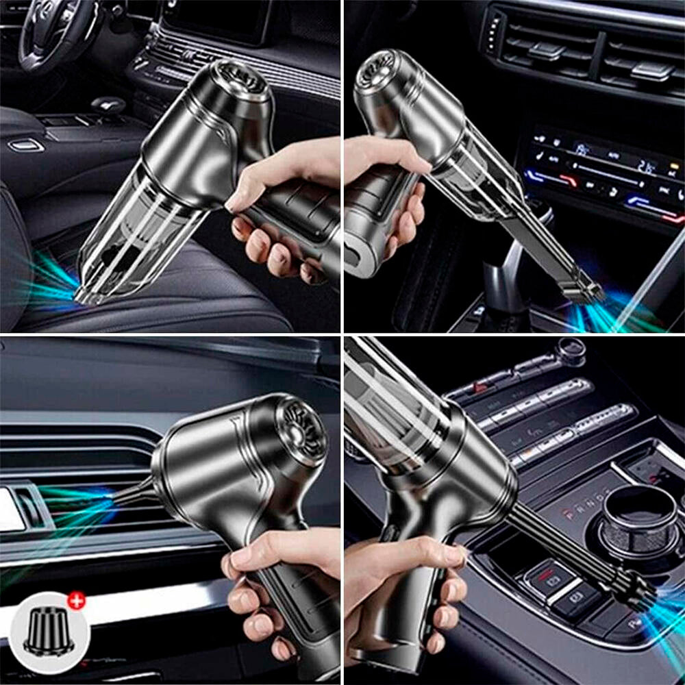 Aspiradora de Mano Inalámbrica 4 en 1 con Sopladora y Compresor, USB, para Hogar y Coche